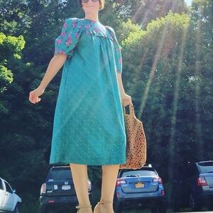 Vintage Floral Teal Dress